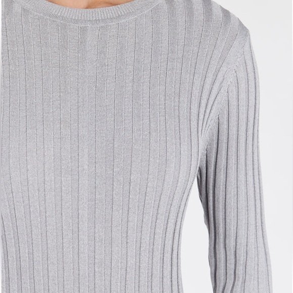 NWT DISSH Ada silver long sleeve ribbed dress - Picture 7 of 7